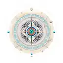 Sand clock with earth and sea and land and wind elements intertwined in a mandala pattern tattoo design idea