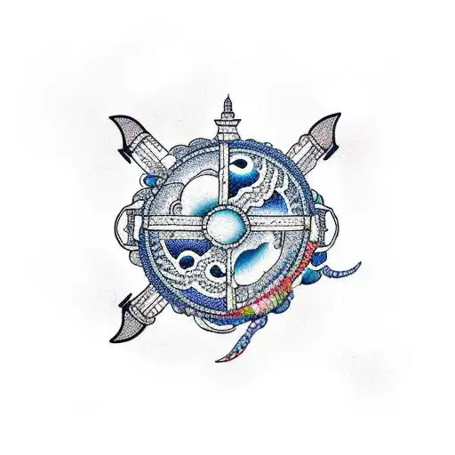 sea life with navy ship  tattoo design idea