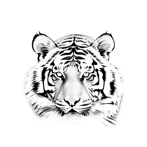Tiger in a surreal jungle tattoo design idea
