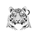 Tiger in a surreal jungle tattoo design idea