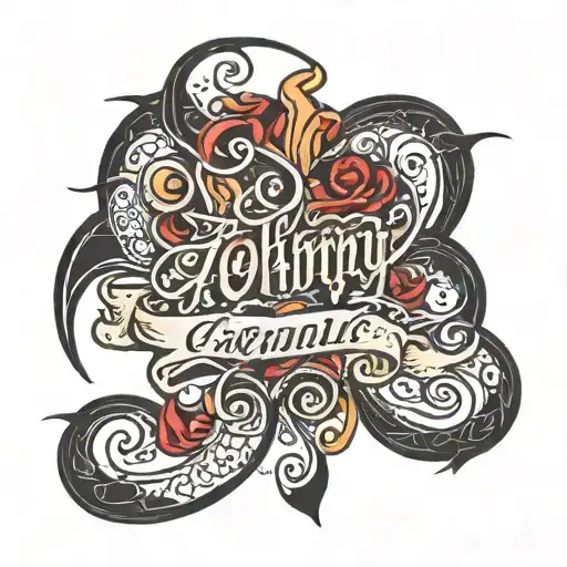 R.I.P JOHNNY cursive writing tattoo design idea