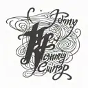 R.I.P JOHNNY cursive writing tattoo design idea
