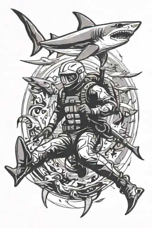Paraglider, kitesurfer, skydiver, Ironman triathlete and diver with hammerhead shark tattoo design idea
