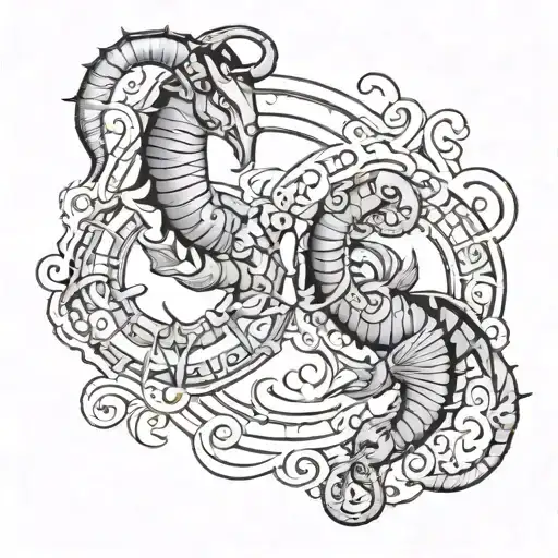 Zodiac signs: Aries, Scorpio, and below Pisces and Scorpio tattoo design idea