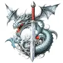 sword and dragon wrapping tattoo design idea