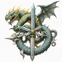 sword and dragon wrapping tattoo design idea