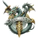 sword and dragon wrapping tattoo design idea