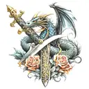 sword and dragon wrapping tattoo design idea