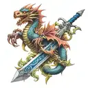 sword and dragon wrapping itself tattoo design idea