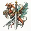 sword and dragon wrapping itself tattoo design idea