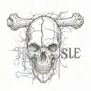 A bone that is broken with the cracks spelling the word "HUSTLE"  tattoo design idea