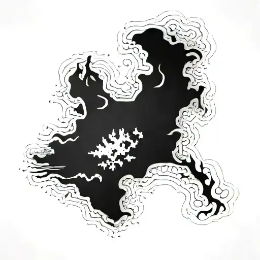 a black and white wing in the shape of the land mass of croatia tattoo design idea