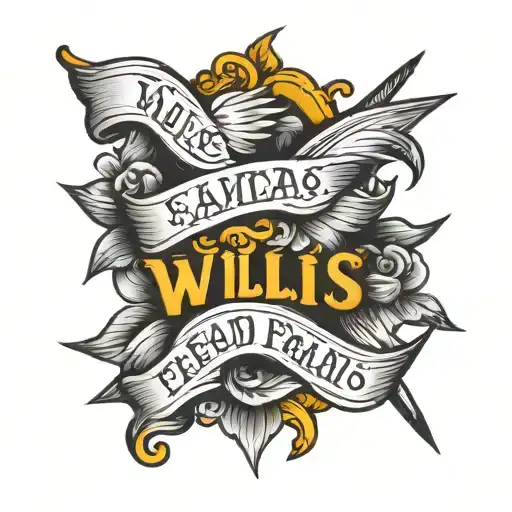 willis name written tattoo design idea