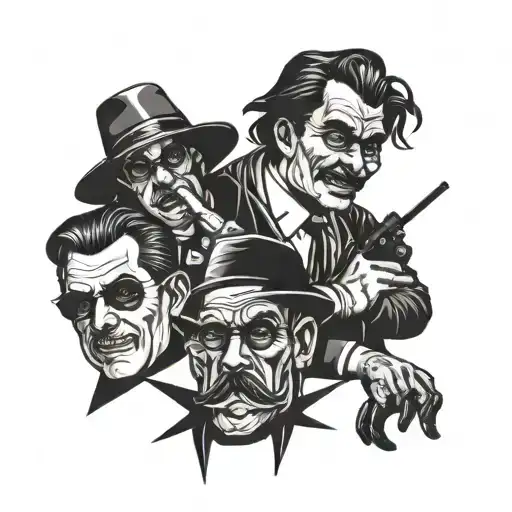 old school gangsters tattoo design idea