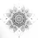 An intricate mandala design incorporating sunflowers, representing the balance between healing and growth tattoo design idea