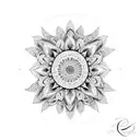 An intricate mandala design incorporating sunflowers, representing the balance between healing and growth tattoo design idea