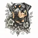 rottweiler and ivy vines tattoo design idea
