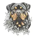 rottweiler and ivy vines tattoo design idea