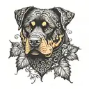rottweiler and ivy vines tattoo design idea
