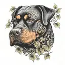 rottweiler and ivy vines tattoo design idea