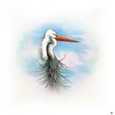 weeping willow and stork tattoo design idea