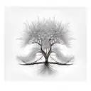 weeping willow and stork tattoo design idea