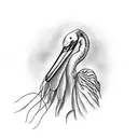 weeping willow and stork tattoo design idea
