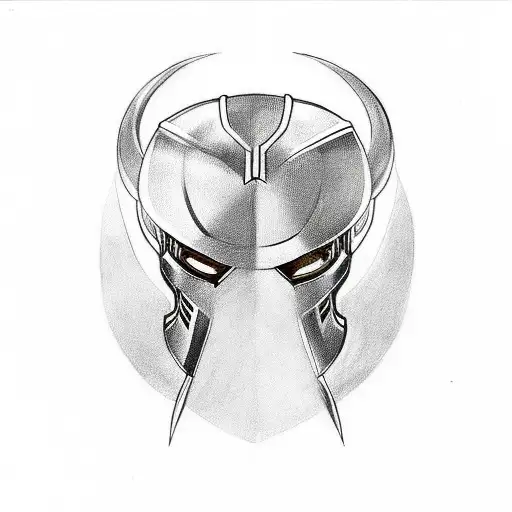 A minimalist tattoo of Loki's helmet with a subtle dental hygienist symbol incorporated. tattoo design idea