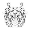 A minimalist tattoo of Loki's helmet with a subtle dental hygienist symbol incorporated. tattoo design idea