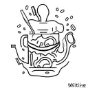 A minimalist tattoo of a toothbrush and a coffee cup intertwined, reflecting your occupation as a dental hygienist and your love for iced coffee. tattoo design idea