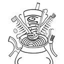 A minimalist tattoo of a toothbrush and a coffee cup intertwined, reflecting your occupation as a dental hygienist and your love for iced coffee. tattoo design idea