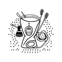 A minimalist tattoo of a toothbrush and a coffee cup intertwined, reflecting your occupation as a dental hygienist and your love for iced coffee. tattoo design idea