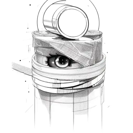 broken telescope covered in bandages tattoo design idea