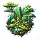 forest covered in moss tattoo design idea