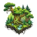 forest covered in moss tattoo design idea
