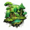 forest covered in moss tattoo design idea