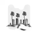 state of florida outline with palm trees and downtown miami with 239 in the back tattoo design idea
