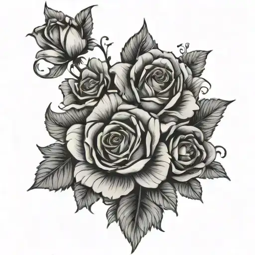 manly flower family tattoo design idea