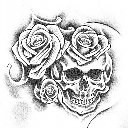 Skull and Roses tattoo design idea