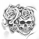 Skull and Roses tattoo design idea