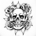 Skull and Roses tattoo design idea