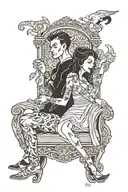two people sharing a chair tattoo design idea