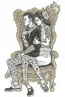 two people sharing a chair tattoo design idea