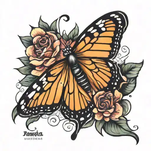 purepecha monarch butterfly tattoo design idea