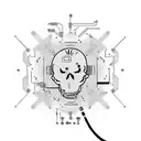 Realistic Cpu with wires to conect to all tattoos around tattoo design idea