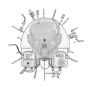 Realistic Cpu with wires to conect to all tattoos around tattoo design idea