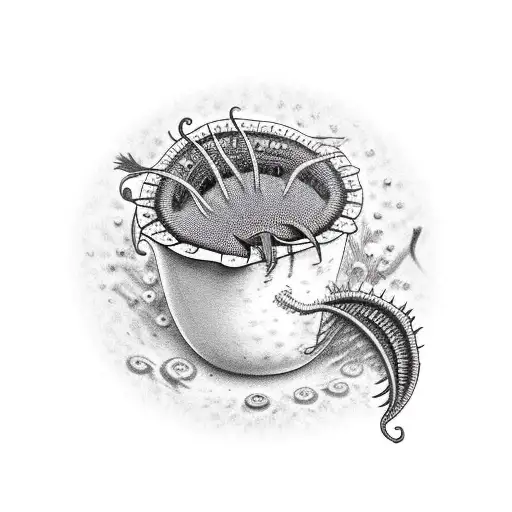 venus fly trap with teeth in pot tattoo design idea