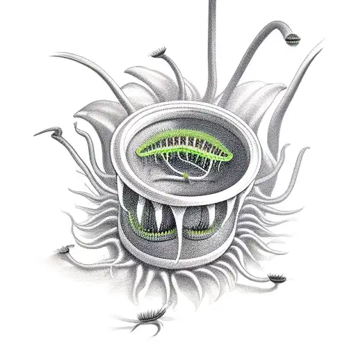venus fly trap with teeth in pot tattoo design idea