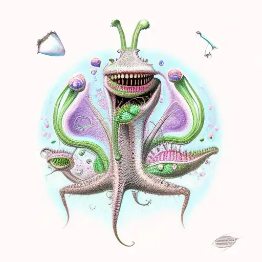 feminine venus fly trap with teeth tattoo design idea