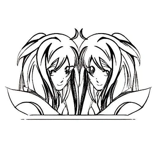 gemini over libra or vice versa, black and white tattoo design idea
